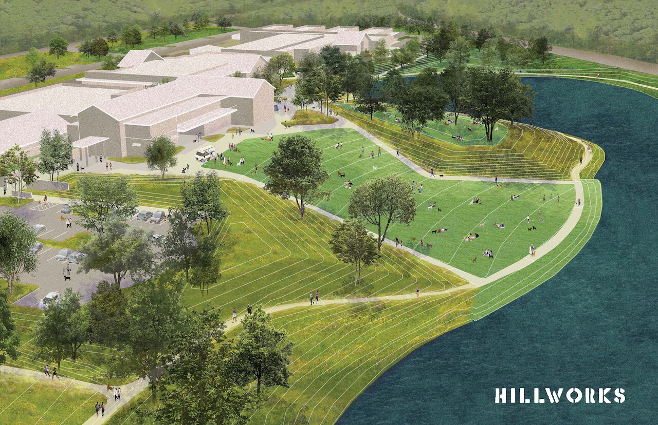 A rendering of the Greater Birmingham Humane Society’s medical model animal welfare campus as seen from above.